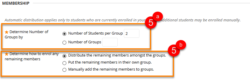 Group enrolment choice menu - via number of students or groups and how to distribute remaining members