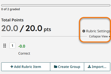 Edit the rubric settings in the marking screen