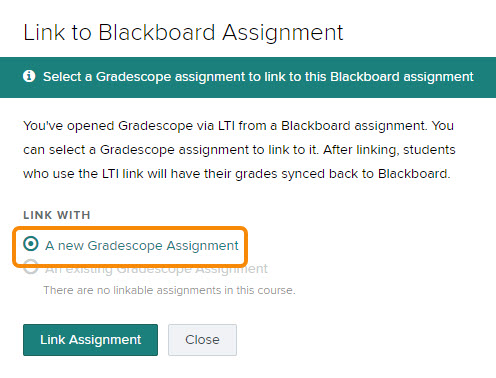 Link to new Gradescope assignment