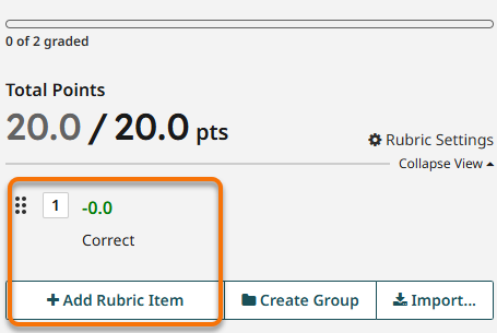 Initial Rubric point of questions and how to add rubric item