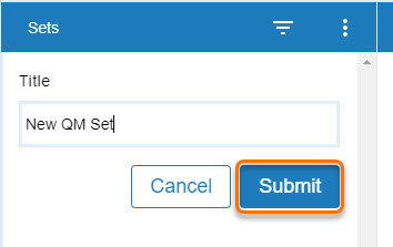 Screen shot of QuickMarks create a new QM screen with the title typed in the text box and the submit button highlighted.