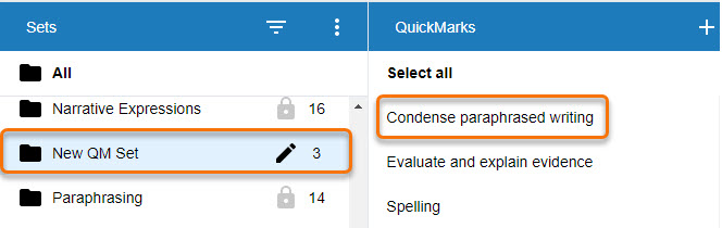 screen shot of the new mark added to the new set.