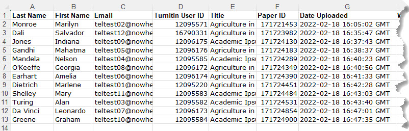 Grade Report Spreadsheet