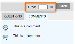 PeerMark window with review given by a student showing, at the top a Grade text box is open to enter a mark. 