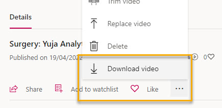 Download video option in Stream