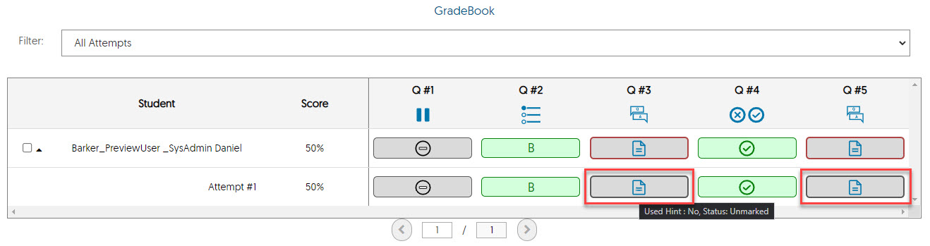gradebook marking