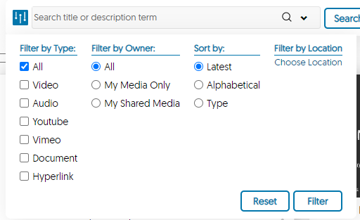 Filter Location, Choose Locaton