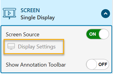 YuJa screenshot showing Display Settings highlighted