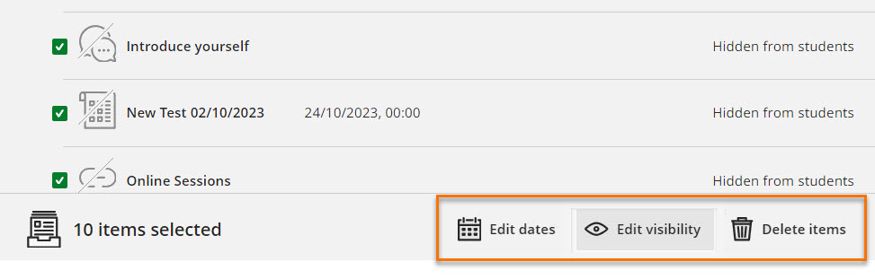 Screenshot of batch edit page with the three edit types highlighted. 