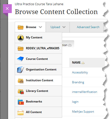Add Content from the Content Collection - Technology Enhanced Learning ...