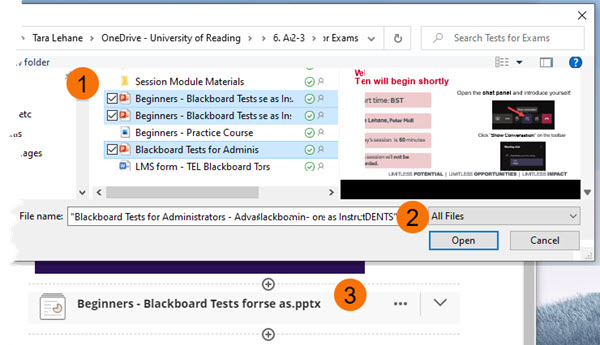 Screenshot of file being uploaded to document