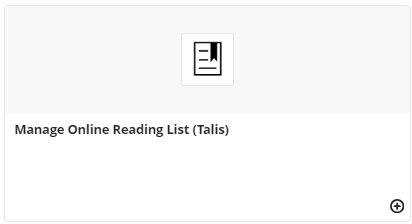 screenshot showing manage online reading list (Talis) icon
