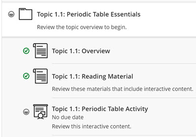screenshot of Student's Progress Tracking