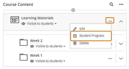 Screenshot of Progress Tracking on the item edit menu
