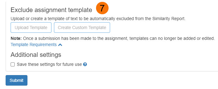 screenshot of Exclude Assignment Template options