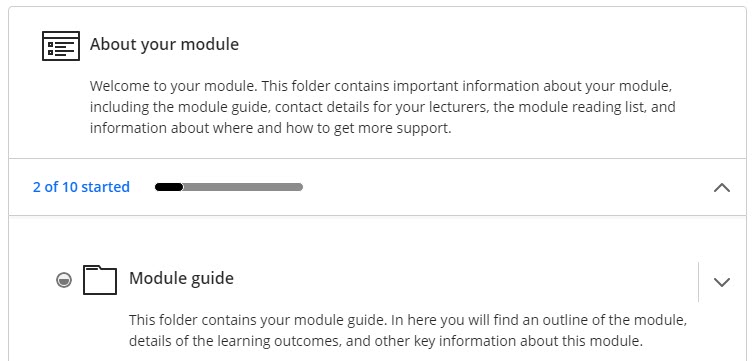 Screenshot of a learning module in progress
