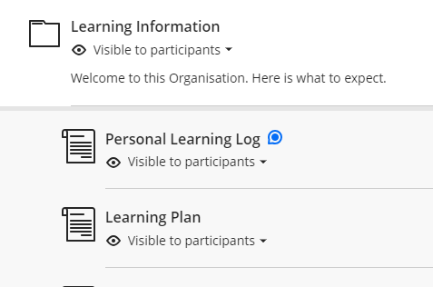 Class converasations blue icon shown on item.