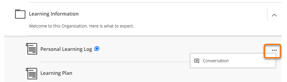 Access conversations through the item menu Conversations option. 