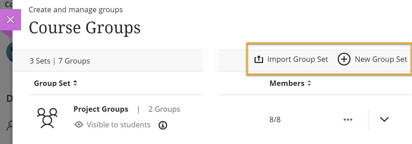 ultra course group management page 