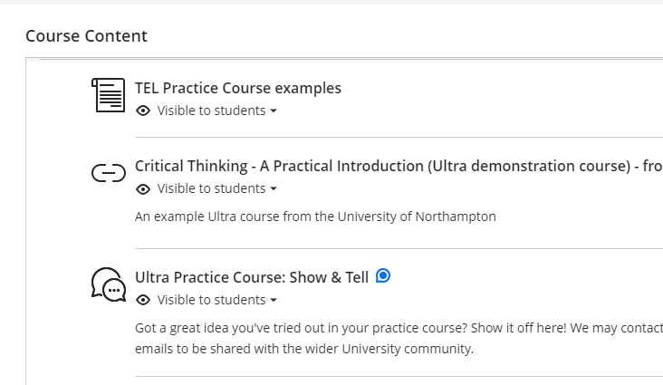 Content area showing the blue new content bubble for discussions.