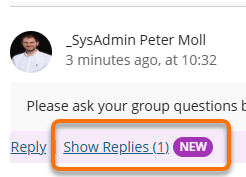 Reply and Show Reply options underneath the thread text box.