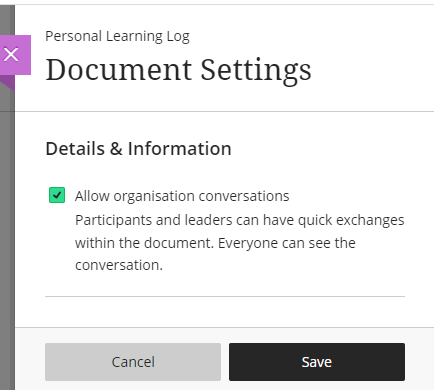 Content Settings class conversations selected