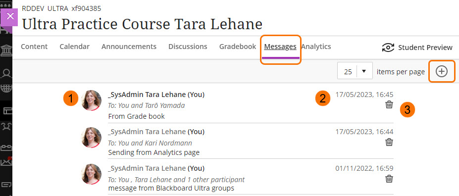 screenshot of Ultra Messages page