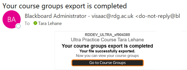 screenshot of export group email