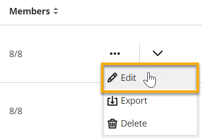 edit menu item in a group