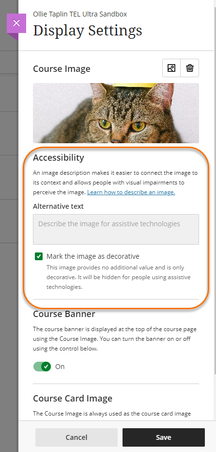 Screenshot showing accessibility settings