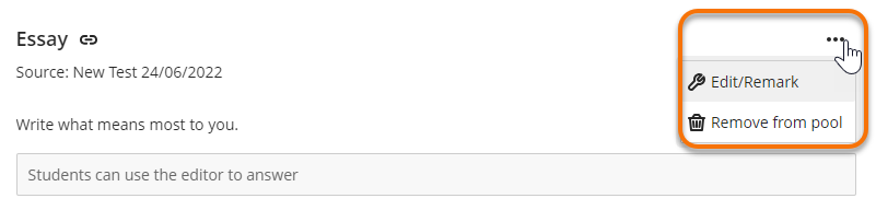 Edit remark and delete more options menu items.