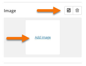 Screenshot showing different options for opening uploading image as learning module thumbnail panel 