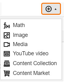 screen shot of the options on the plus insert menu