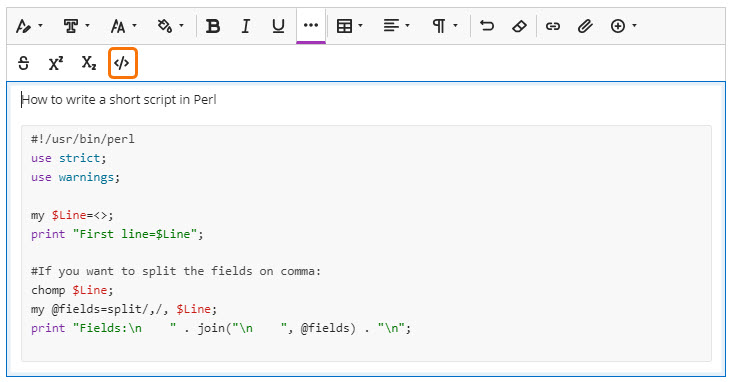 screenshot of Code Snippet in Ultra editor