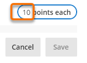 Showing where to change the points value for each question in the pool 