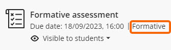 Screenshot showing the Formative assessment label in a course content area