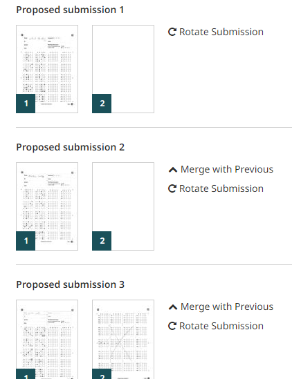 View proposed slipt of pages and students