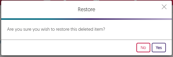 Restore confirmation text box