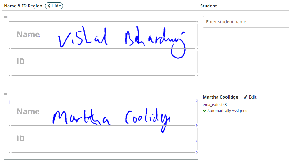 Assign Names of scanned names