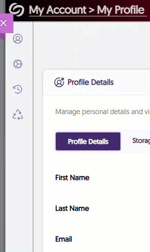 Gif of opening the collapsed options menu and navigating to the recycle bin