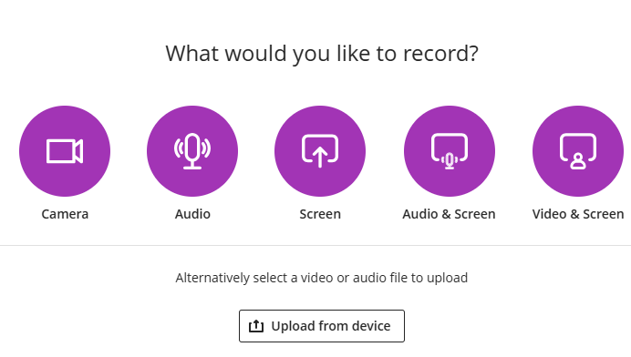 Recording options menu