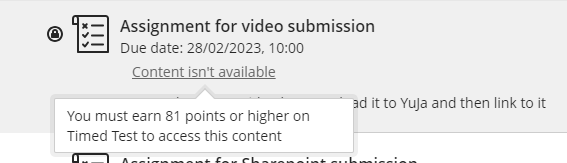 Assessment with performance conditions