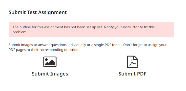 When submitting an assignment the options are to submit images or a pdf.