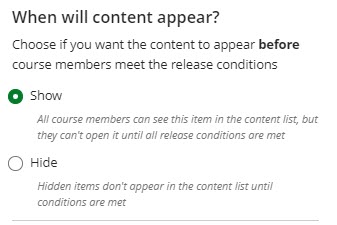 The show and hide radio button options when using date and time or performance. 