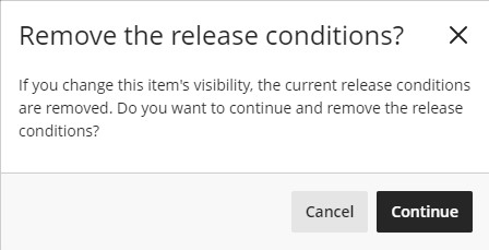 Remove release conditions - confirmation message