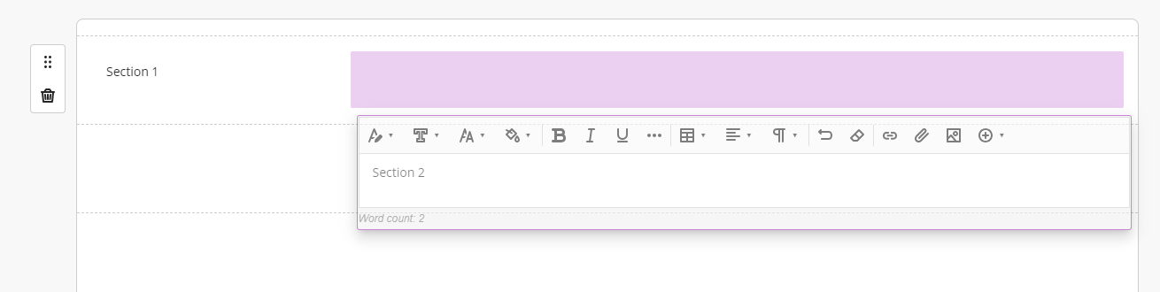 Showing Draging a content block