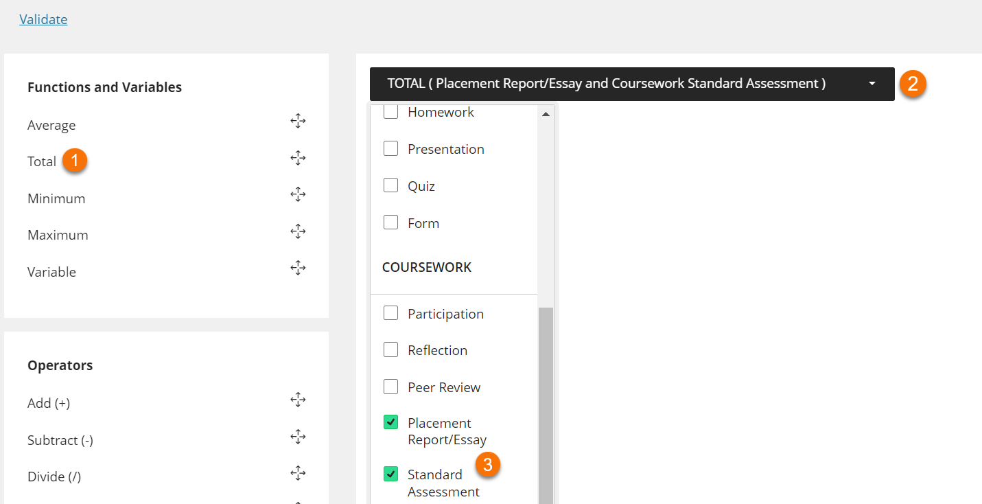A screenshot showing the steps to map a flexible assessment to an IC column