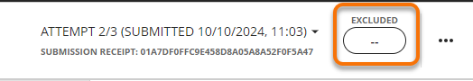 Showing the Excluded wording next to the mark box in a submission. 