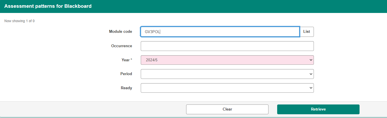 Screenshot showing the module search function