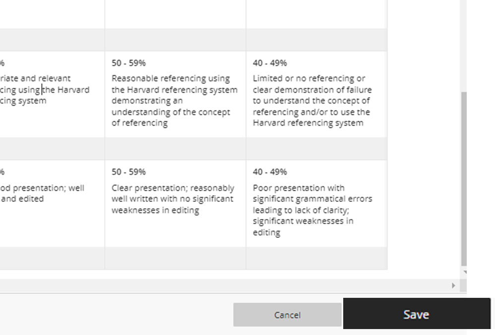 Save rubric when done
